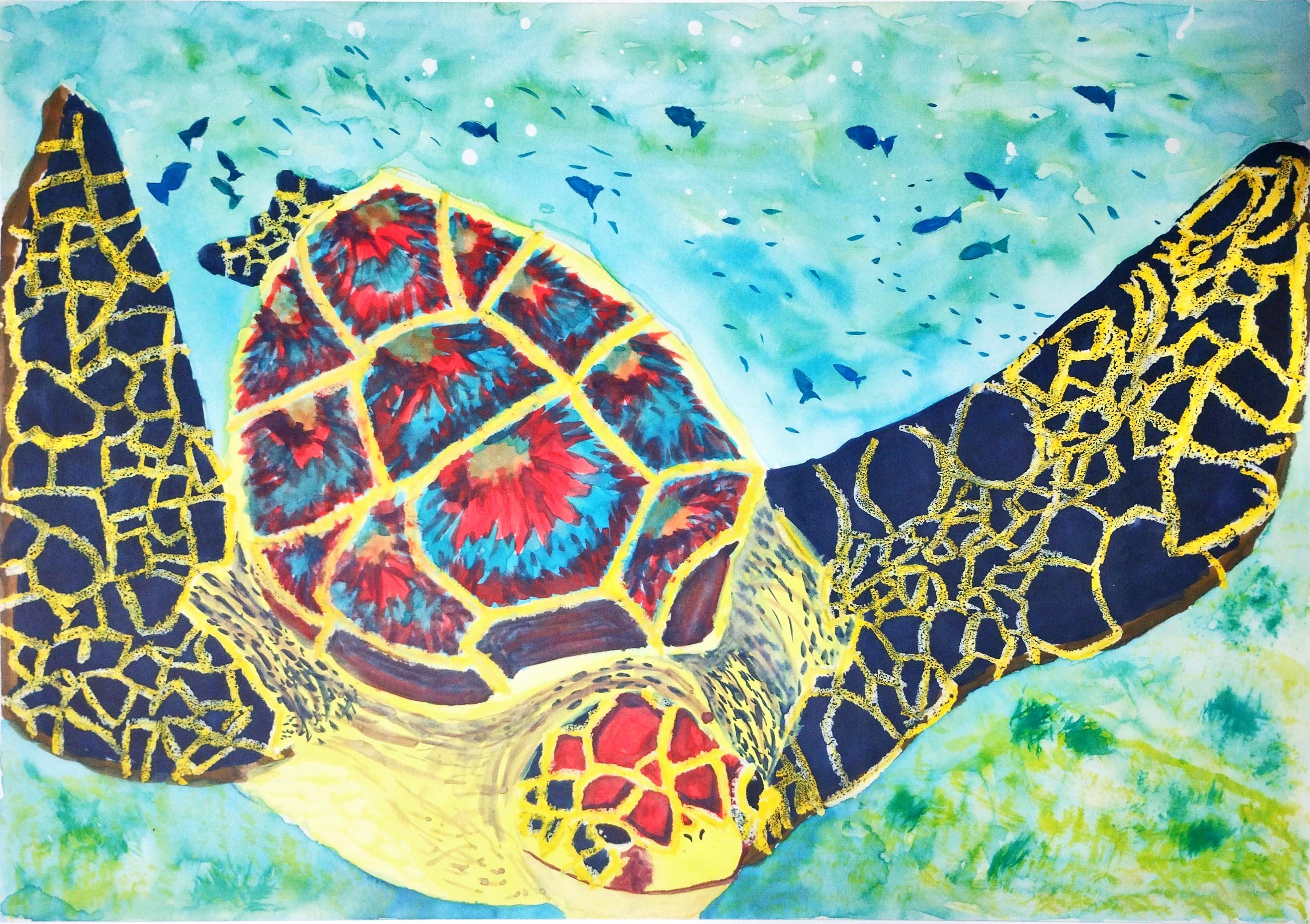 新潟県教育長賞 河原田小学校 2年生 山田 偲月 「はばたけ海がめ」